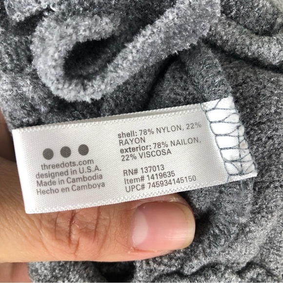 Three Dots Charcoal velour knit sweater size: M - Picture 9 of 10